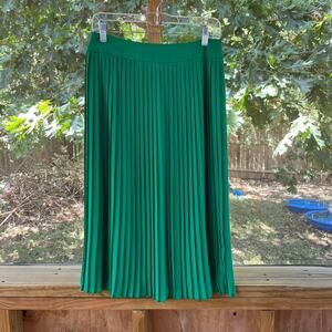 J.Crew Factory Women's Pleated Midi Skirt Brilliant Kelly Green Size 4
